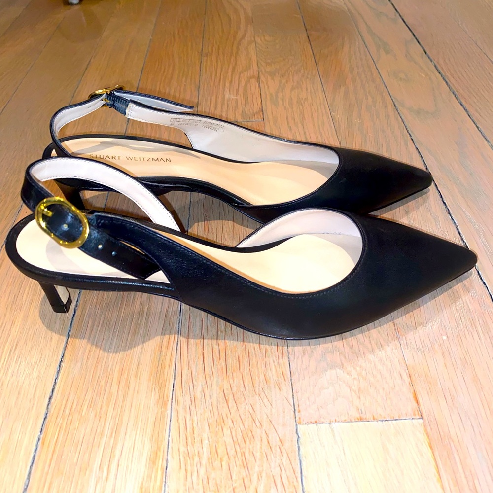 Stuart Weitzman Leather Slingback Pumps (kitten heel—2.25”) — NEVER BEEN WORN!!